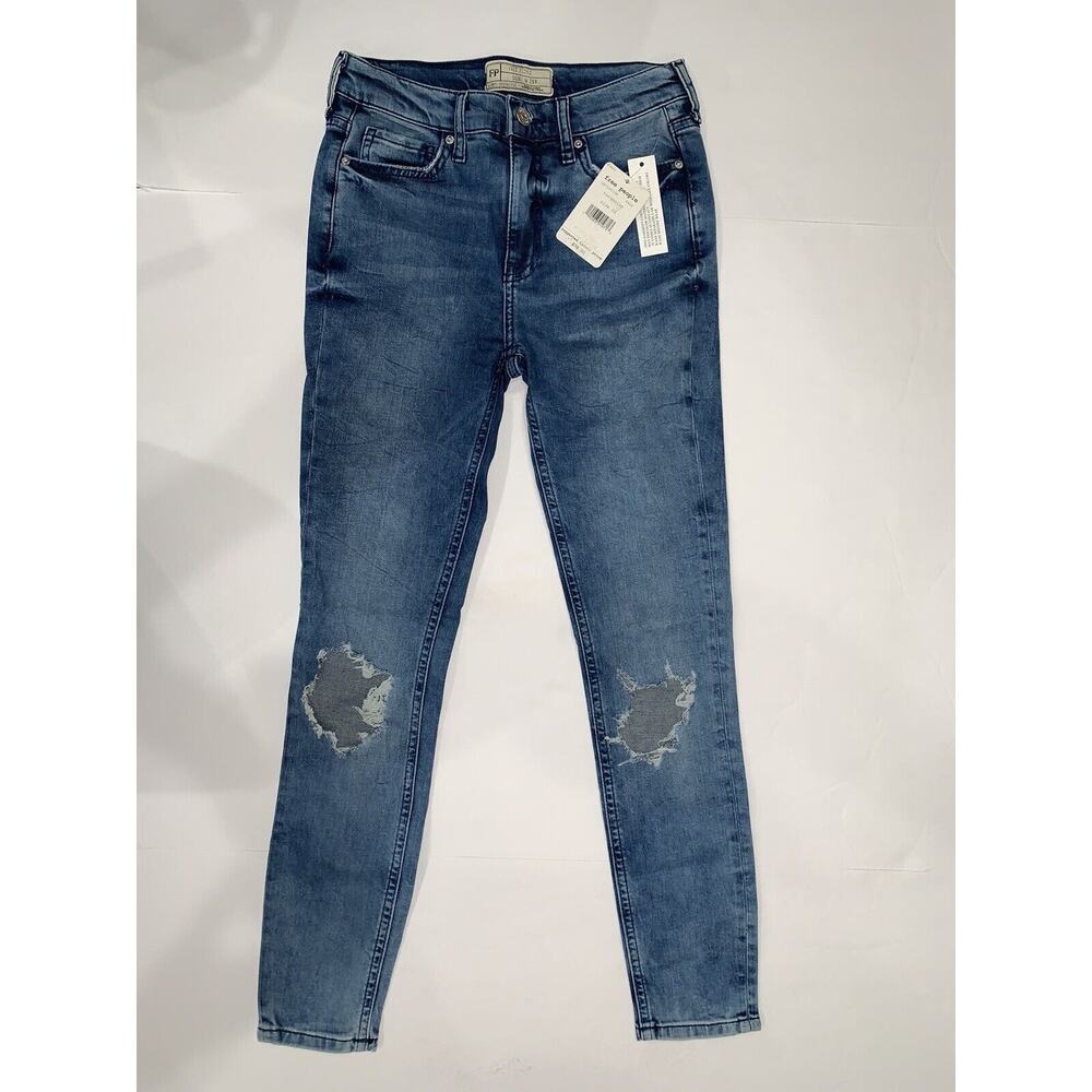 Free People Womens Jeans 61855-16515125 Blue Distressed Skinny Size 26 Turquoise